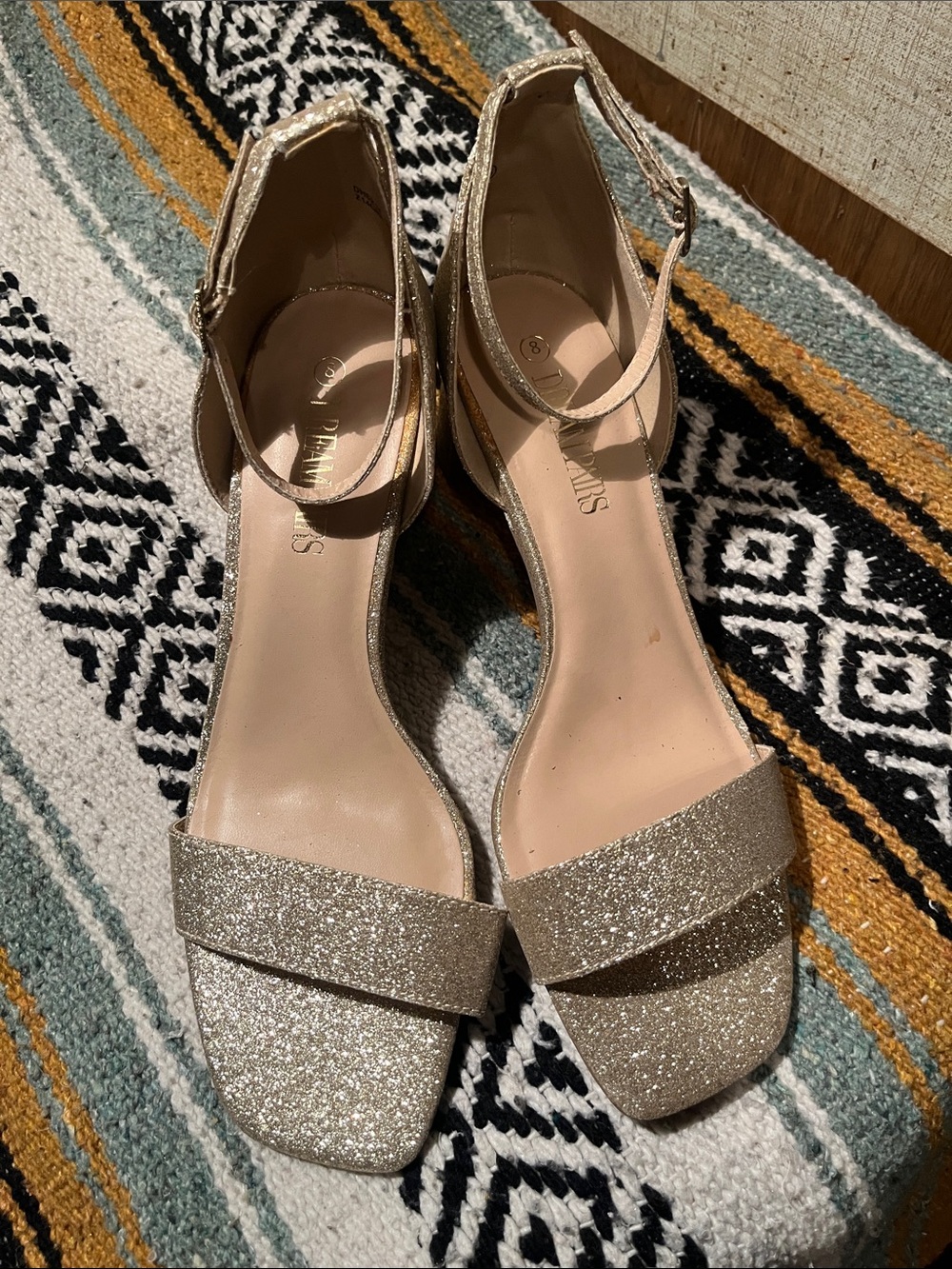Dream Pairs Sparkling Gold Ankle-Strap Heels